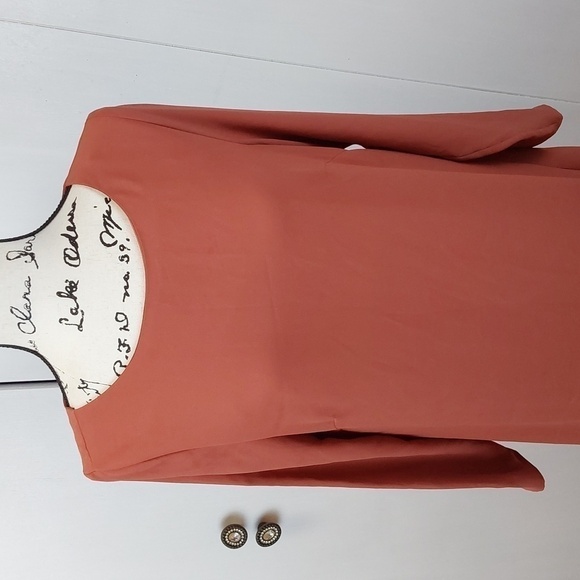 H & M Womens Rust Color Light and flowy Dress Neutral Minimalist Sz.10 - Picture 2 of 8